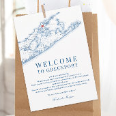 Greenport NY kaart bruiloft welkomstbrief marine b