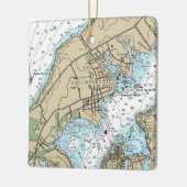 Greenport NY Nautische Grafiek Kerstmis Keramisch Ornament (Links)