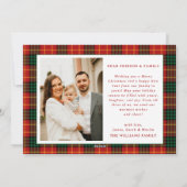  GreenRed Tartan Plaid Foto Kerst Feestdagenkaart (Achterkant)