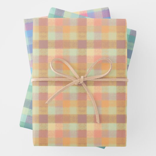 Greens Blues en Golds Plaid Inpakpapier Vel (In situ)