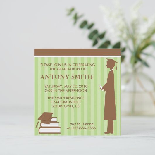 Greens Stripes Afstuderen Kaart (Staand voorkant)
