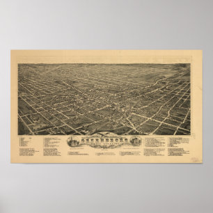 Greensboro N. Carolina 1891 Antiek Panoramische Ka Poster