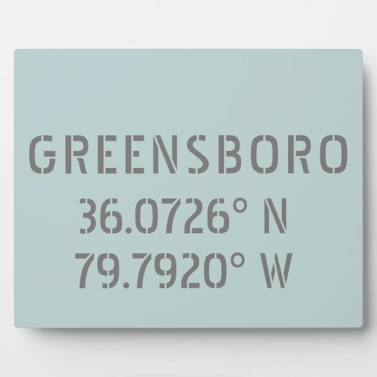 Greensboro NC Latitude en Longitude Coordinates Fotoplaat (Voorkant)