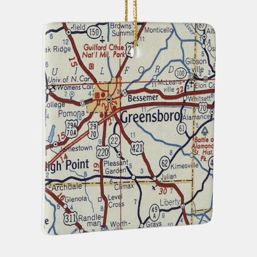 Greensboro NC  Map Keramisch Ornament (Rechts)