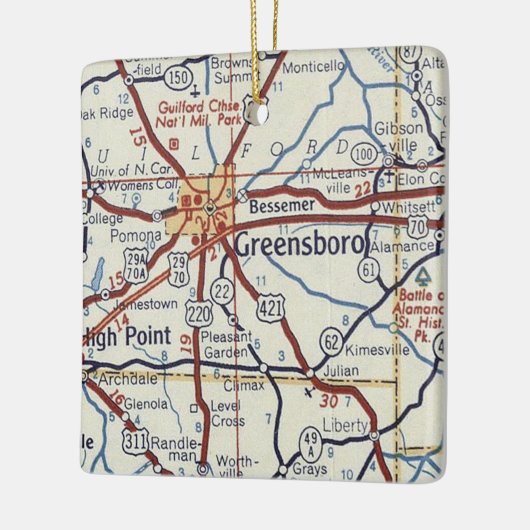 Greensboro NC  Map Keramisch Ornament (Links)