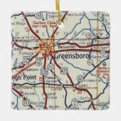 Greensboro NC  Map Keramisch Ornament (Voorkant)