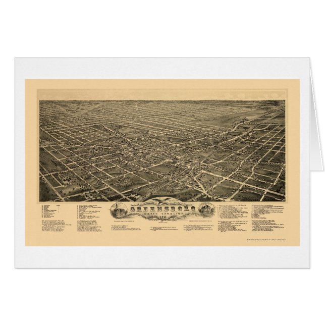Greensboro, NC Panoramic Map - 1891 (Voorkant Horizontaal)