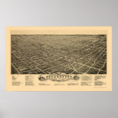 Greensboro, NC Panoramic Map - 1891 Poster (Voorkant)