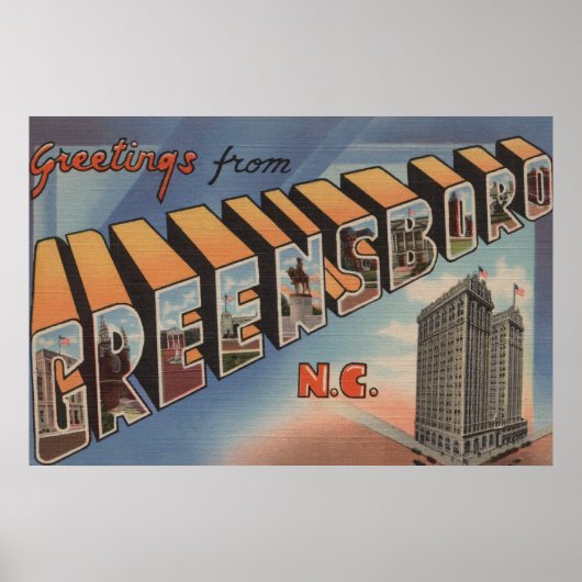Greensboro, North Carolina - Large Letter Scenes Poster (Voorkant)