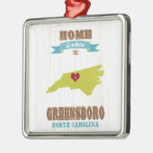Greensboro, North Carolina Map - Home is waar de Metalen Ornament (Links)
