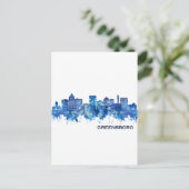 Greensboro North Carolina Skyline Blue Feestdagenkaart (Staand voorkant)