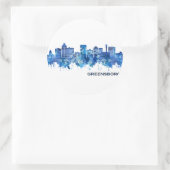 Greensboro North Carolina Skyline Blue Ronde Sticker (Tas)