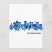Greensboro North Carolina Skyline Blue Uitnodiging Briefkaart (Voorkant)