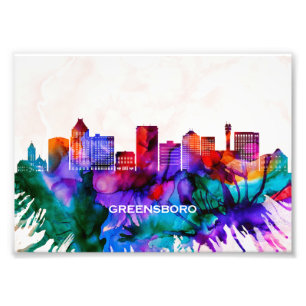 Greensboro Skyline Foto Afdruk