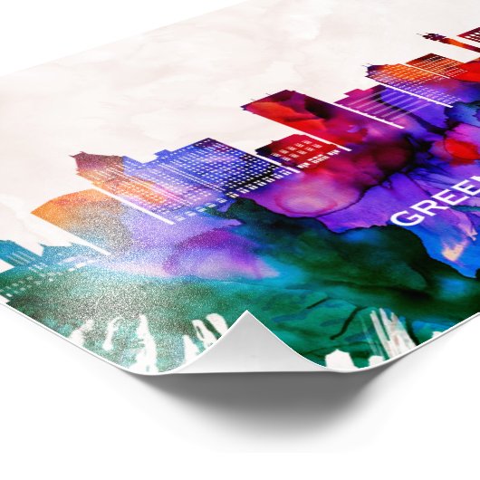 Greensboro Skyline Foto Afdruk (Hoek)