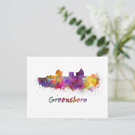 Greensboro skyline in waterverf briefkaart (Staand voorkant)