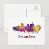 Greensboro skyline in waterverf briefkaart (Voorkant / Achterkant)