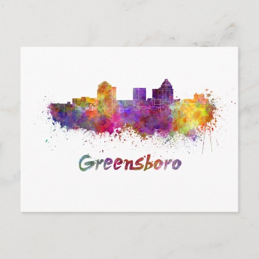 Greensboro skyline in waterverf briefkaart (Voorkant)