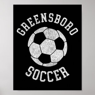 Greensboro Voetbal Retro Versleten 90's Vintage Poster