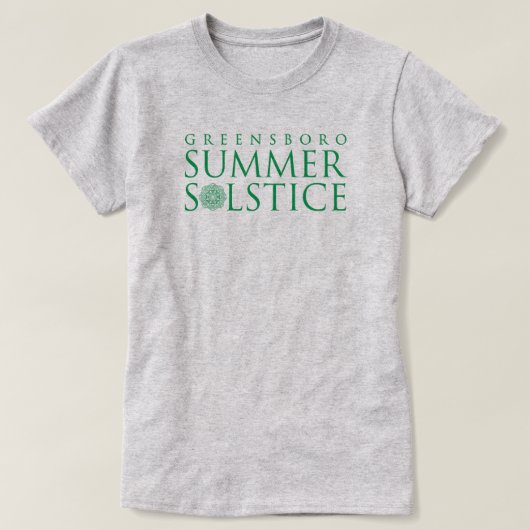 Greensboro Zomer Solstice Eenvoudig Groen op Grijs T-shirt (Design voorkant)