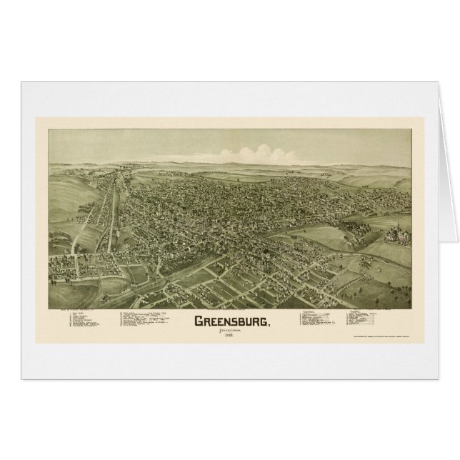 Greensburg, PA Panoramic Map - 1901 (Voorkant Horizontaal)