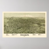 Greensburg, PA Panoramic Map - 1901 Poster (Voorkant)