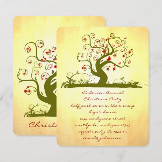 GreenT ree Bird Gold-kerstdiner Kaart (Voorkant / Achterkant)