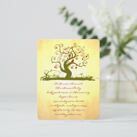 GreenT ree Bird Gold-kerstdiner Kaart (Staand voorkant)