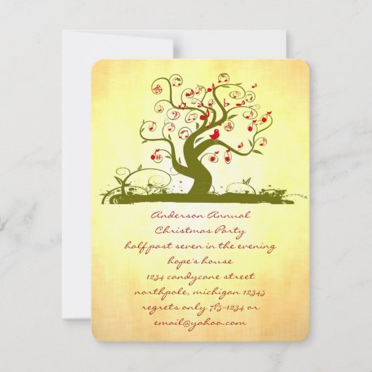 GreenT ree Bird Gold-kerstdiner Kaart (Voorkant)