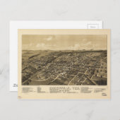 Greenville Hunt County Texas Map (1886) Briefkaart (Voorkant / Achterkant)