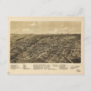 Greenville Hunt County Texas Map (1886) Briefkaart