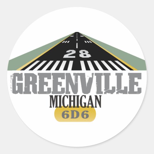 Greenville MI - Airport Runway Ronde Sticker (Voorkant)