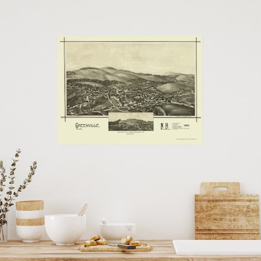 Greenville, NH Panoramic Map - 1886 Poster (Keuken)