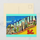  Greenville SC Oude Groet Briefkaart (Voorkant / Achterkant)