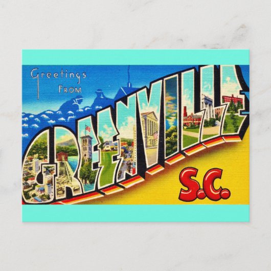  Greenville SC Vintage Groet Briefkaart (Voorkant)