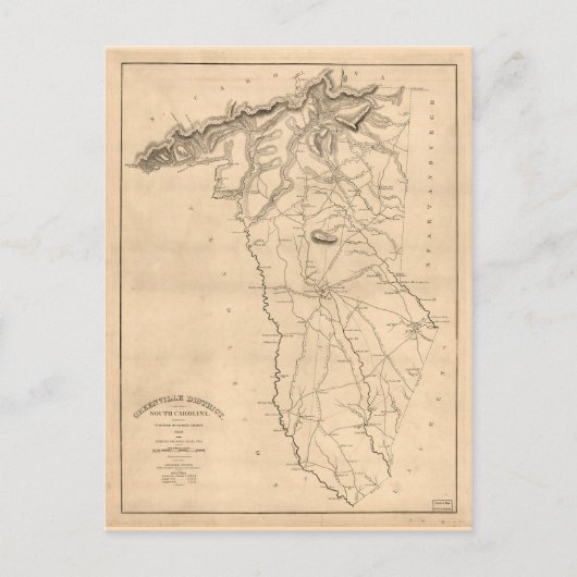 Greenville South Carolina 1820 Briefkaart (Voorkant)