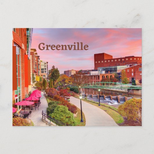 Greenville, South Carolina, Herfst Sunset, Downtow Briefkaart (Voorkant)
