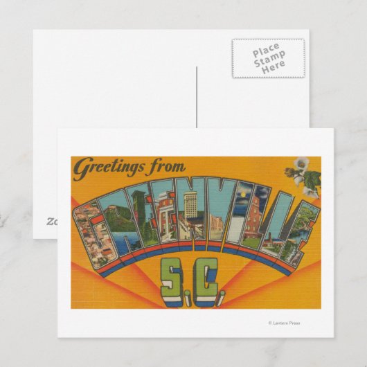 Greenville, South Carolina - Large Letter Scenes Briefkaart (Voorkant / Achterkant)