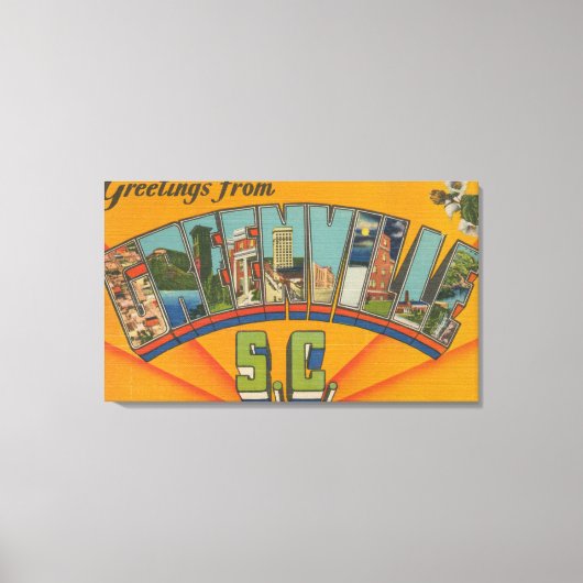Greenville, South Carolina - Large Letter Scenes Canvas Afdruk (Voorkant)