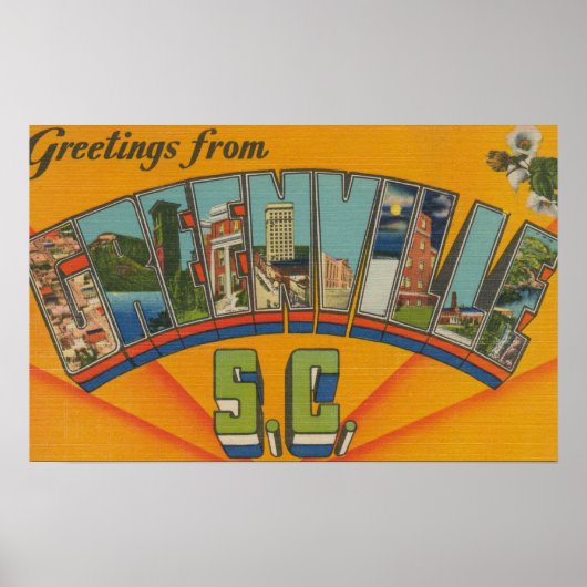 Greenville, South Carolina - Large Letter Scenes Poster (Voorkant)