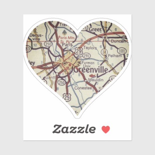Greenville South Carolina Map Sticker (Vel)