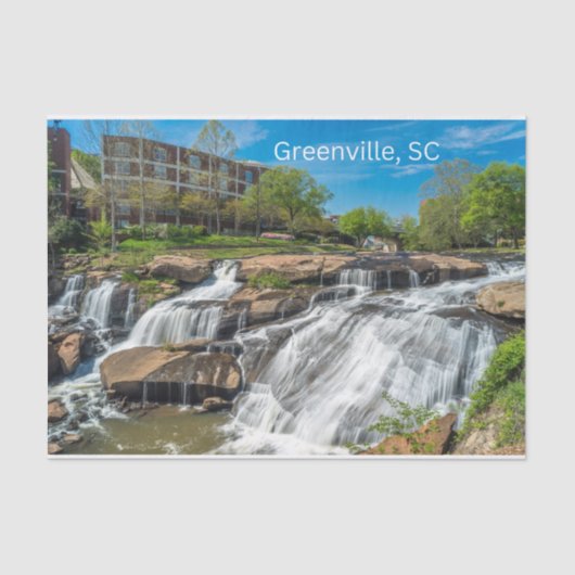 Greenville, South Carolina Reedy River Herfsten Pa Tissuepapier (Voorkant)