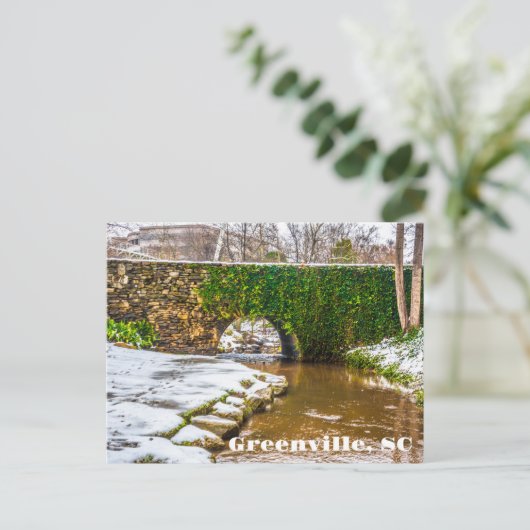 Greenville, South Carolina Snow on Reedy River Briefkaart (Staand voorkant)