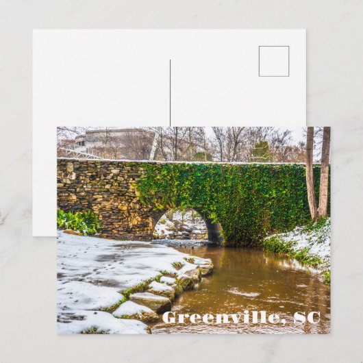 Greenville, South Carolina Snow on Reedy River Briefkaart (Voorkant / Achterkant)