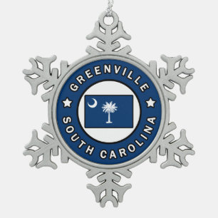 Greenville South Carolina Tin Sneeuwvlok Ornament