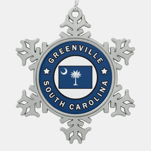 Greenville South Carolina Tin Sneeuwvlok Ornament (Voorkant)