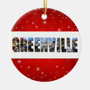 Greenville South Carolina Travel Photos met kerstm Keramisch Ornament