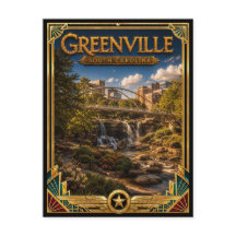 Greenville South Carolina Vintage Art Deco Goud 
