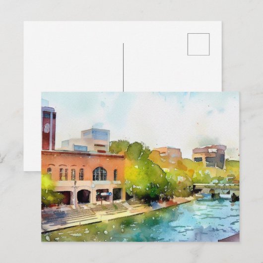 Greenville South carolina Water Color Painting Briefkaart (Voorkant / Achterkant)