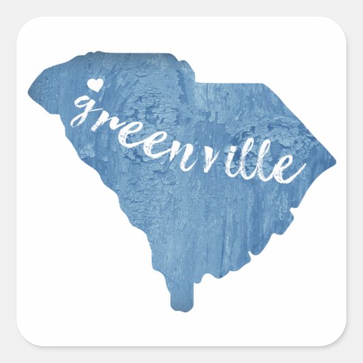 Greenville South Carolina Wood Grain Vierkante Sticker (Voorkant)